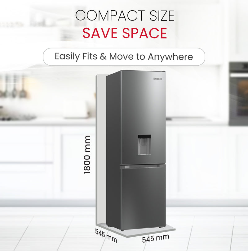 Bottom Mounted Refrigerator 276L Gross / 248L Net Capacity, Inverter, Water Dispenser, NoFrost, Recessed Handle - NBF400-4
