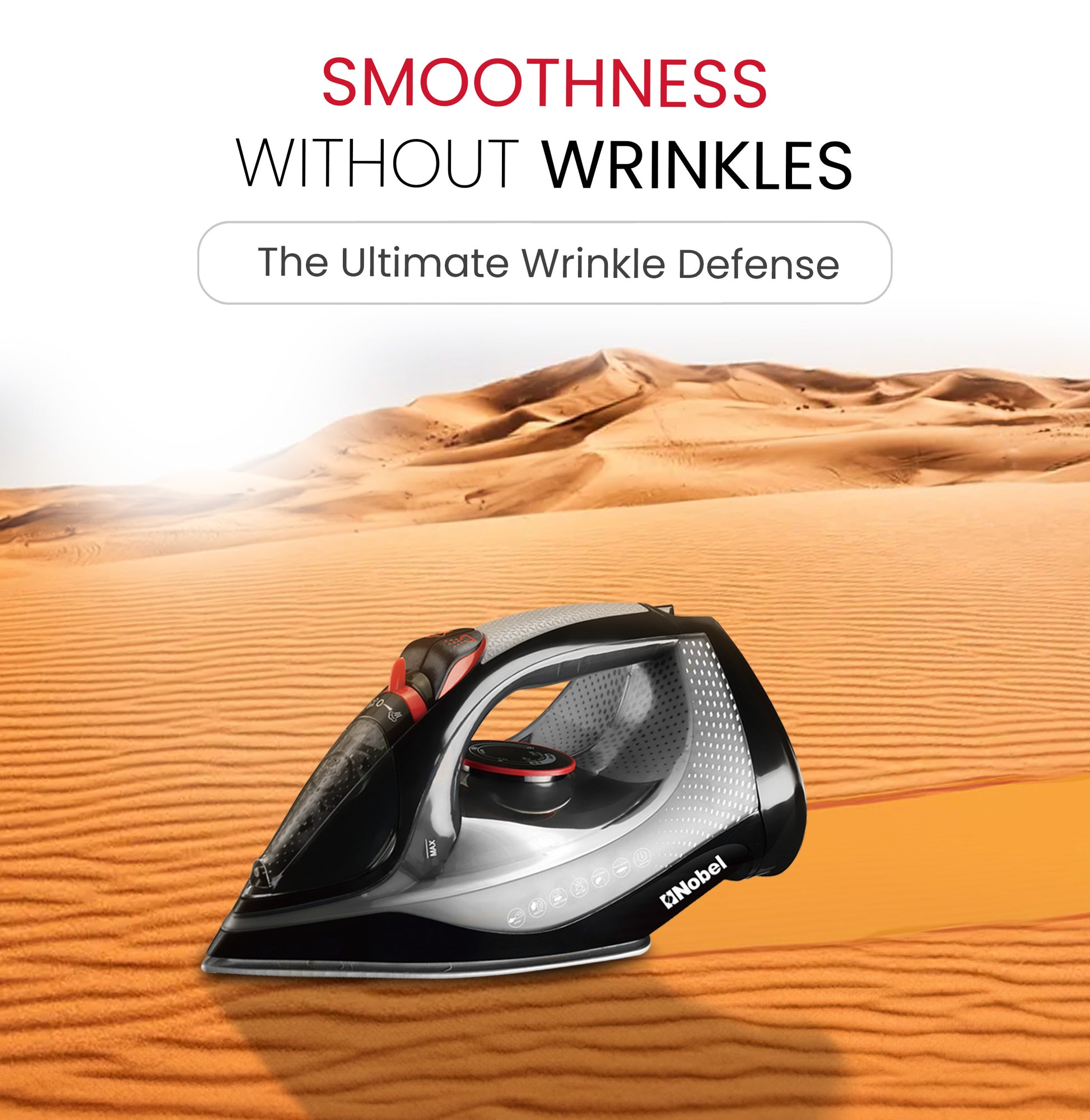 Nobel Steam Iron, Dry Ironing, Spray & Steam Function, Powerful Burst & Vertical Steam, Adjustable Control, 360° Swivel Cord Guard, Overheat Safety, Indicator Light, 300ml Water Tank NSI30 Black-7