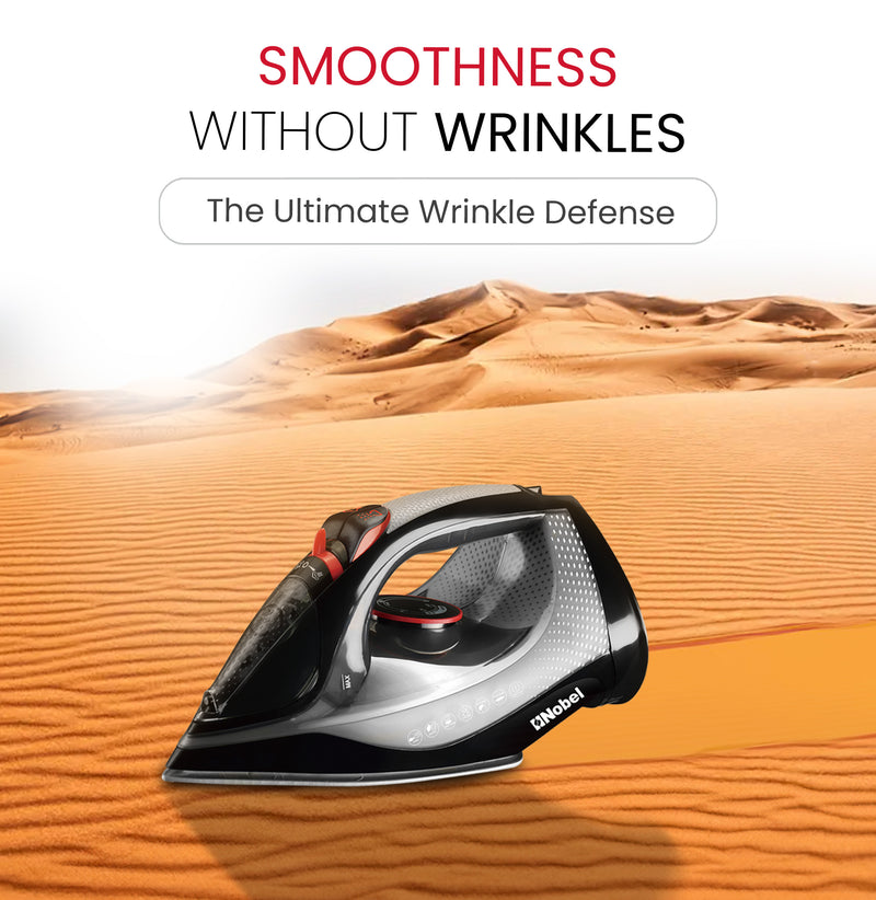 Nobel Steam Iron, Dry Ironing, Spray & Steam Function, Powerful Burst & Vertical Steam, Adjustable Control, 360° Swivel Cord Guard, Overheat Safety, Indicator Light, 300ml Water Tank NSI30 Black-7