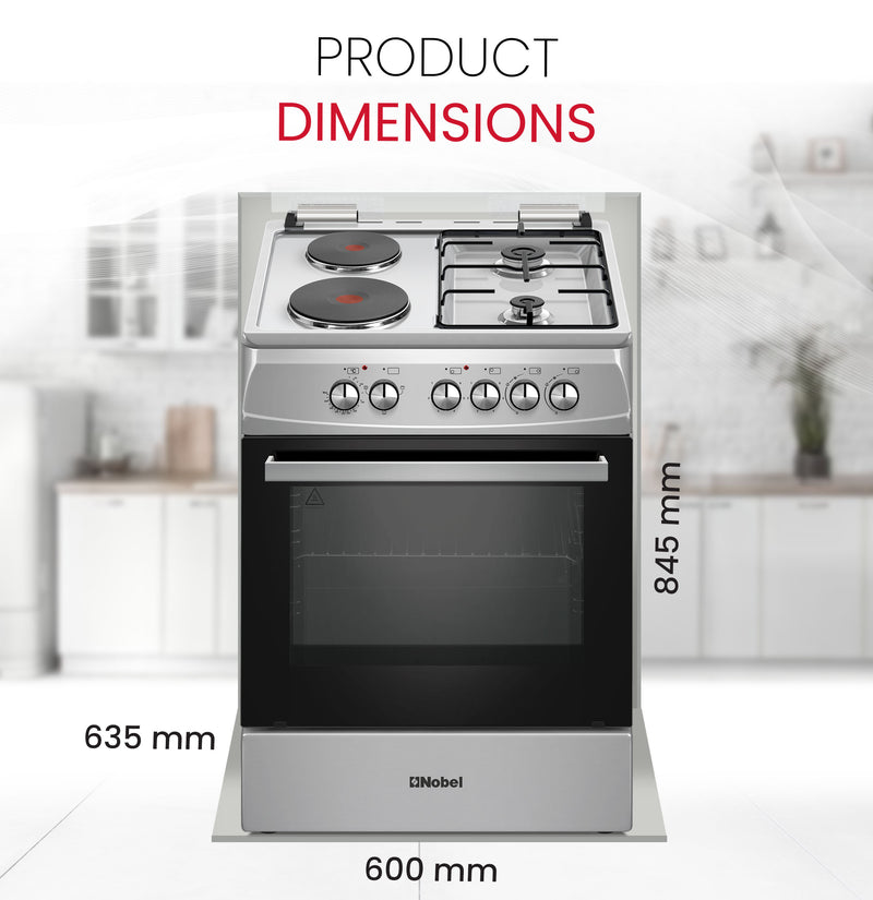 60x60 Cooking Range with 2 Gas Burners & 2 Electric Hotplates, 70L Electric Oven, Made in Turkey – NGC7222I-8