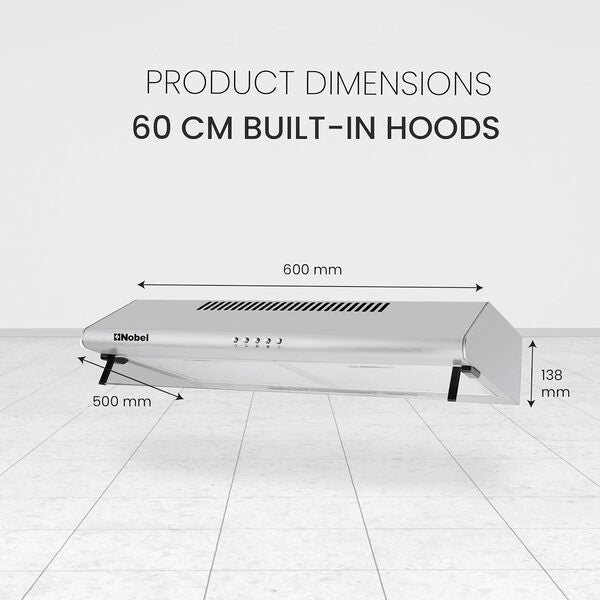 Nobel 60 cm Built-in Hoods Push Button, 3 Speeds NCH60ST-8