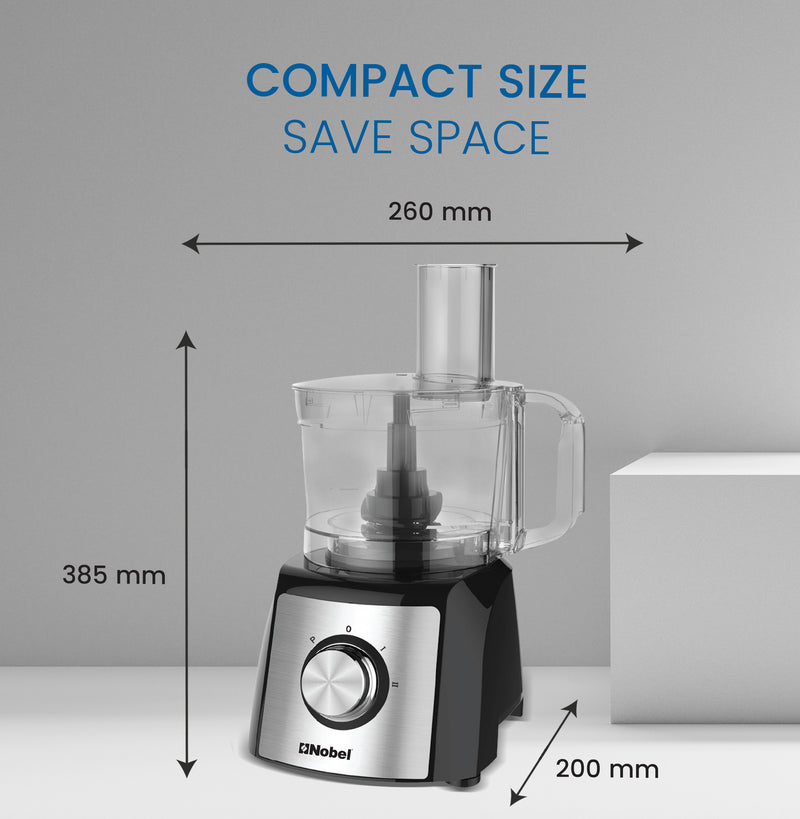 NOBEL 10 in 1 Juicer Food Factory 1.5 Litre 800W 2 Speed - Pulse 3 Cutting Plates Over Heat Protection Anti Slip Feet NFP777E Black with 1 Year Warranty-8