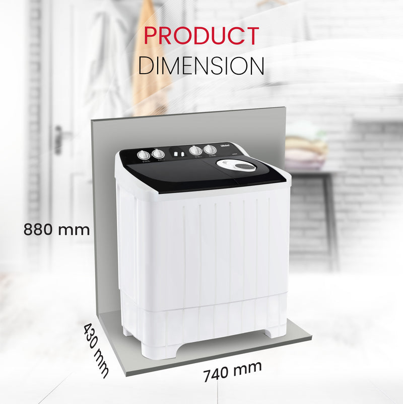Semi-Automatic Twin Tub Washing Machine 7.0Kg Wash /5.5Kg Spin Capacity Efficient Washer - NWM800-8