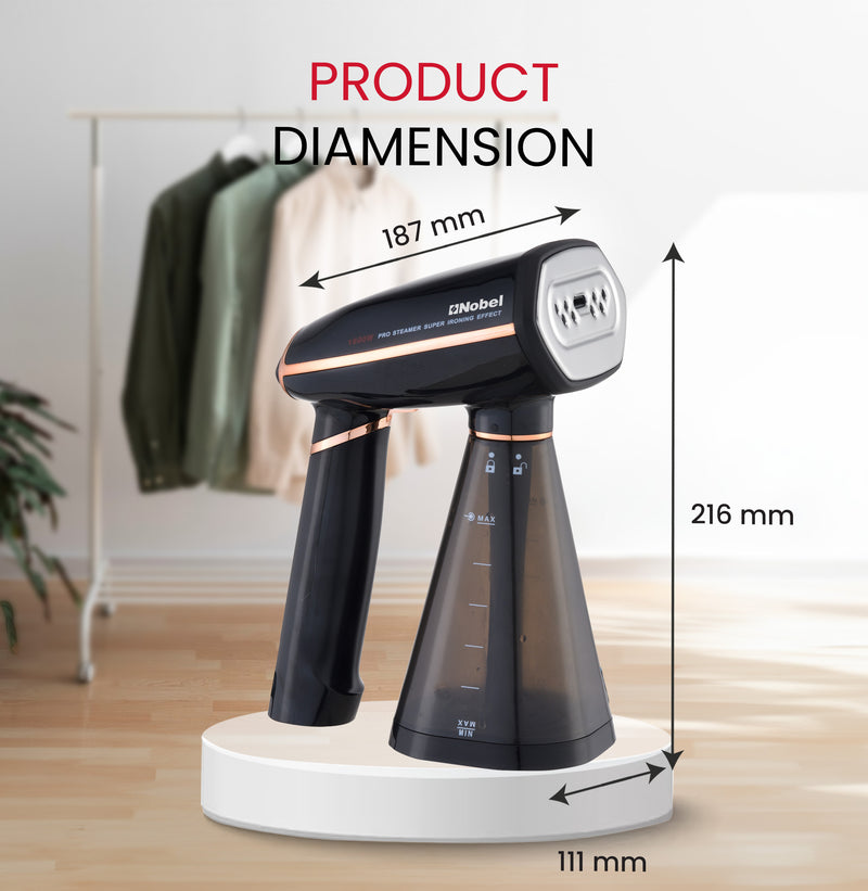Nobel Steam Iron, Stainless Steel Panel, Detachable Water Tank, Steam Brush, 360° Rotational Swivel Handgrip, Pilot Light, Folded Handle, LED Indicator Lights, Auto-shut Off NSI33 Black-8