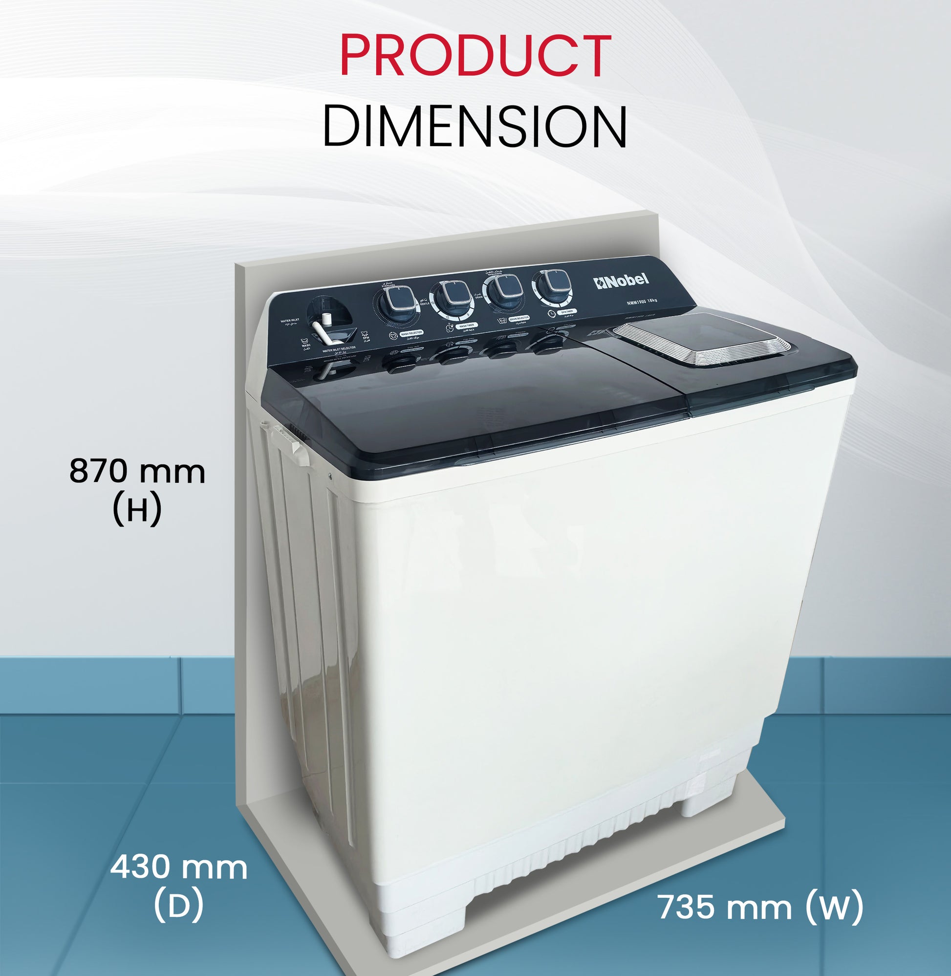 Semi automatic washing machine Twin Tub 7 Kg - NWM8001-8