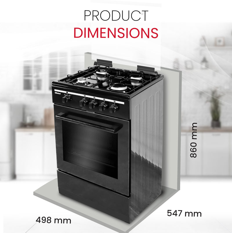 50x50 Gas Cooker with 4 Gas Burners, Gas Oven, Euro Pool Type Hob, Made in Turkey - NGC5000BK-8