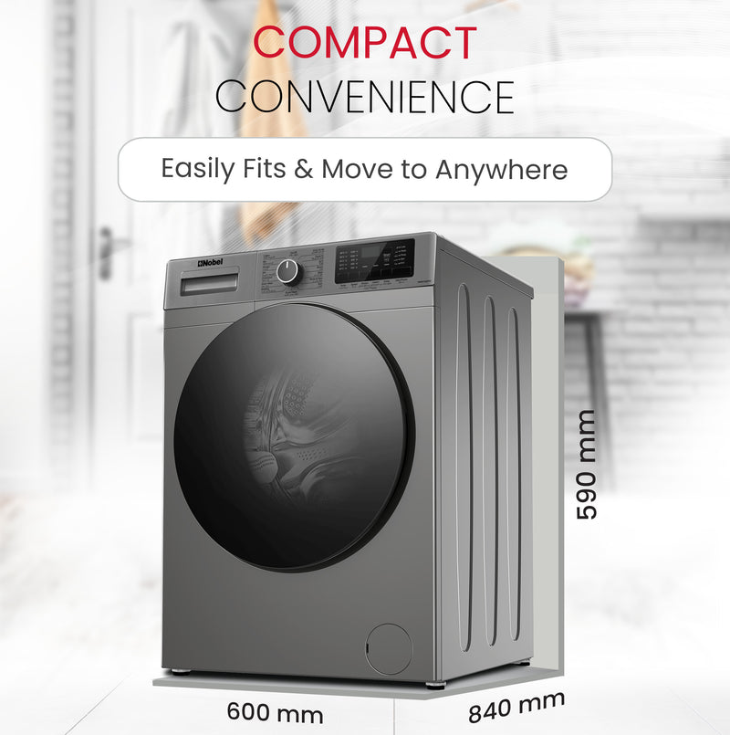 Front Load Washers Silver 10 Kg 1200RPM, Stainless Steel Drum, Inverter BLDC Motor - NWM1000FSI-8