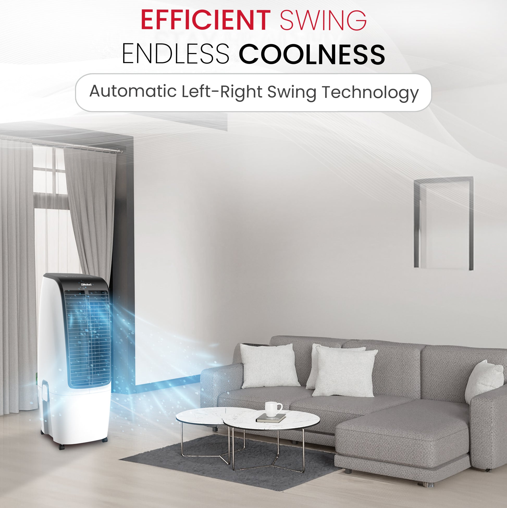 Nobel Air Cooler, 20L Capacity, Detachable Water Tank, 3 Wind Modes, 4 Wind Speeds, Touch & Remote Control, Honeycomb Filter, Automatic Shutdown, Silent Operation (110W) NAC400 White-7