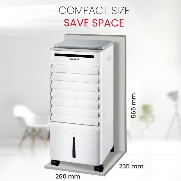 Nobel Air Cooler, 6L Water Tank, 3-Speed, Ionizer, Auto Swing, 7.5H Timer, Efficient Cooling, Purified Air, Swing Oscilations, Compact Design with Remote NAC30R White-8