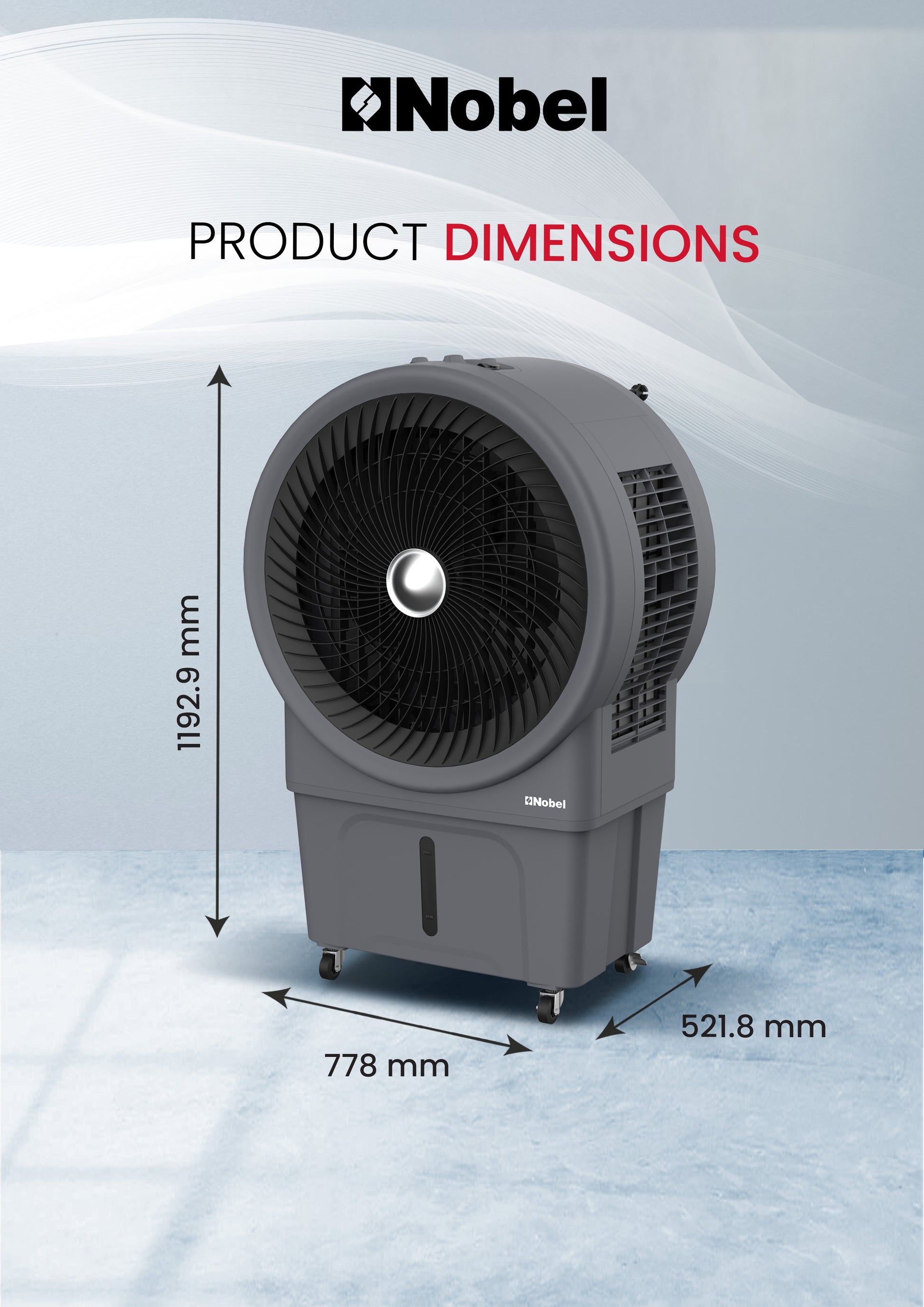 Air Cooler 80 Ltrs Water Tank, Mechanical Typhoon Cooling, Automatic Oscillation, and Powerful 250W Performance - NAC1111B-8