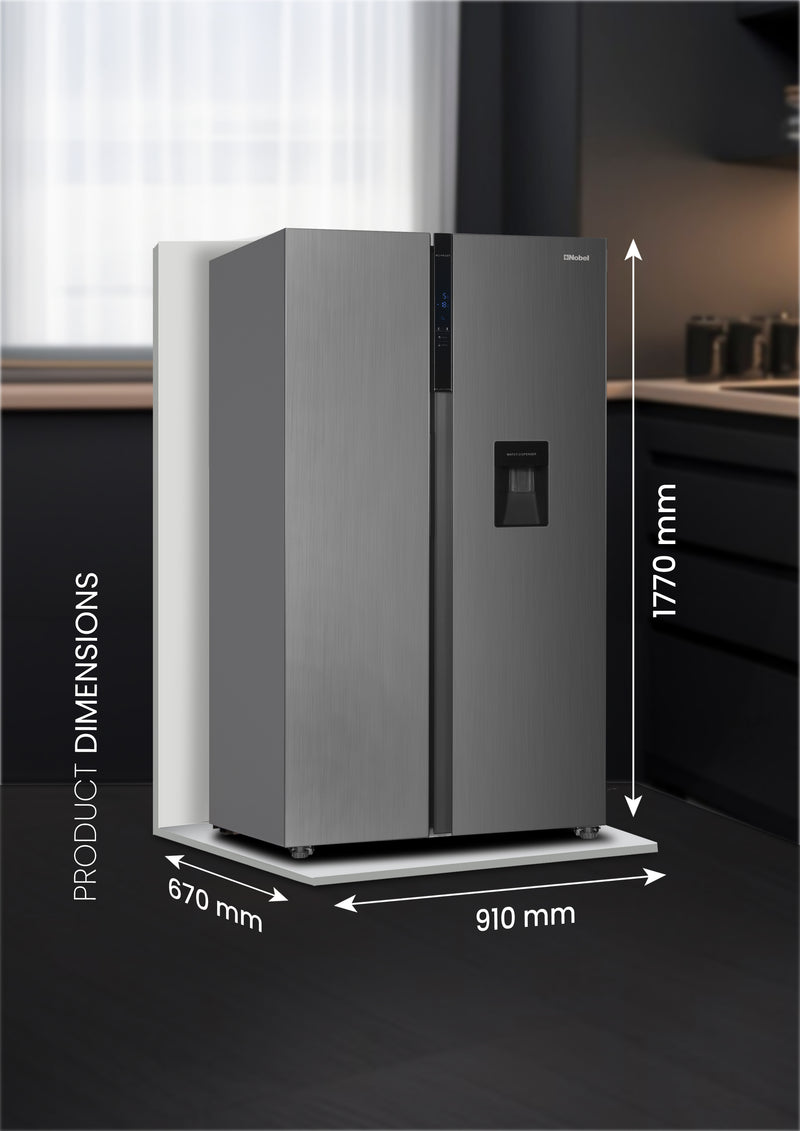 700L Gross / 518 Capacity Side by Side Refrigerator, NoFrost, with Water Dispenser, Twist Ice Maker, Digital Display - NR620WDI-8