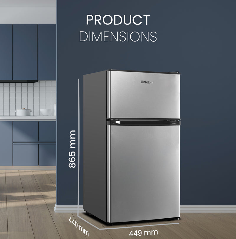 Nobel Double Door Refrigerator 125L Gross / 73L Net Compact Fridge with Vegetable Crisper, LED Light – NR125E-8
