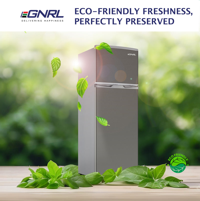 EGNRL EGR225S Double Door Refrigerator 225 Liters Gross Capacity Defrost Recessed Handle R600A Inside Condenser Dark Silver-9