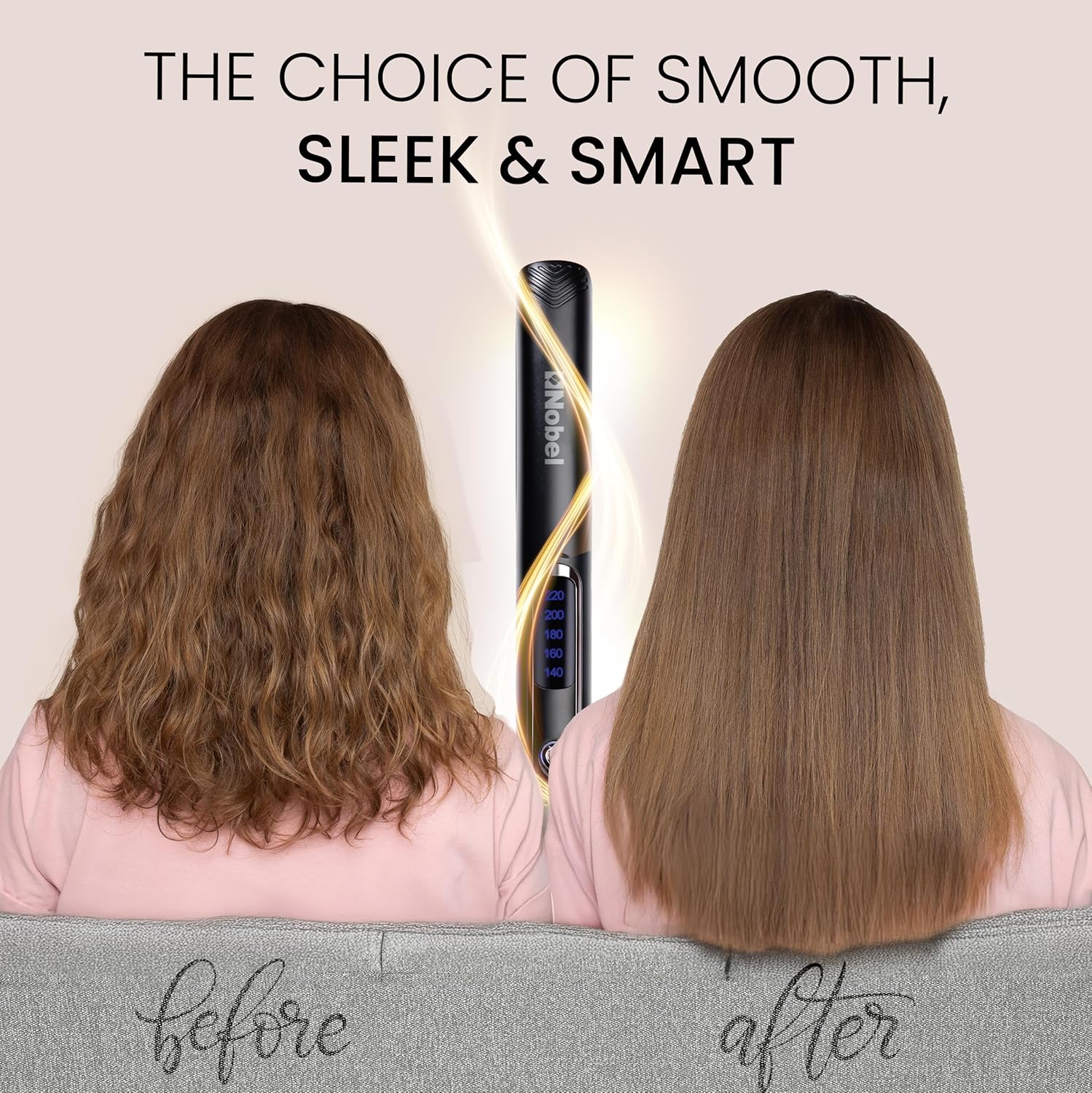 Nobel Hair Straightener With PTC Heating Plate 5 Temperature Control Levels LED Indicator Fast Heat - NHS450 Black-4