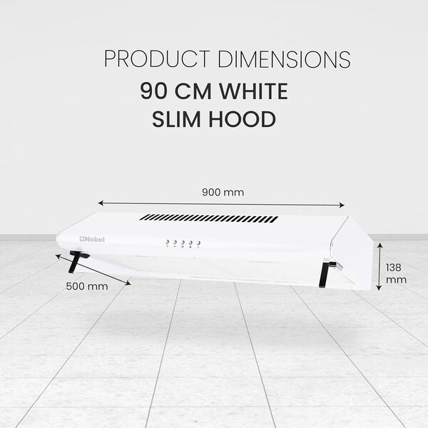 Nobel 90 cm Built-in Hoods Push Button, 3 Speeds NCH90W-9