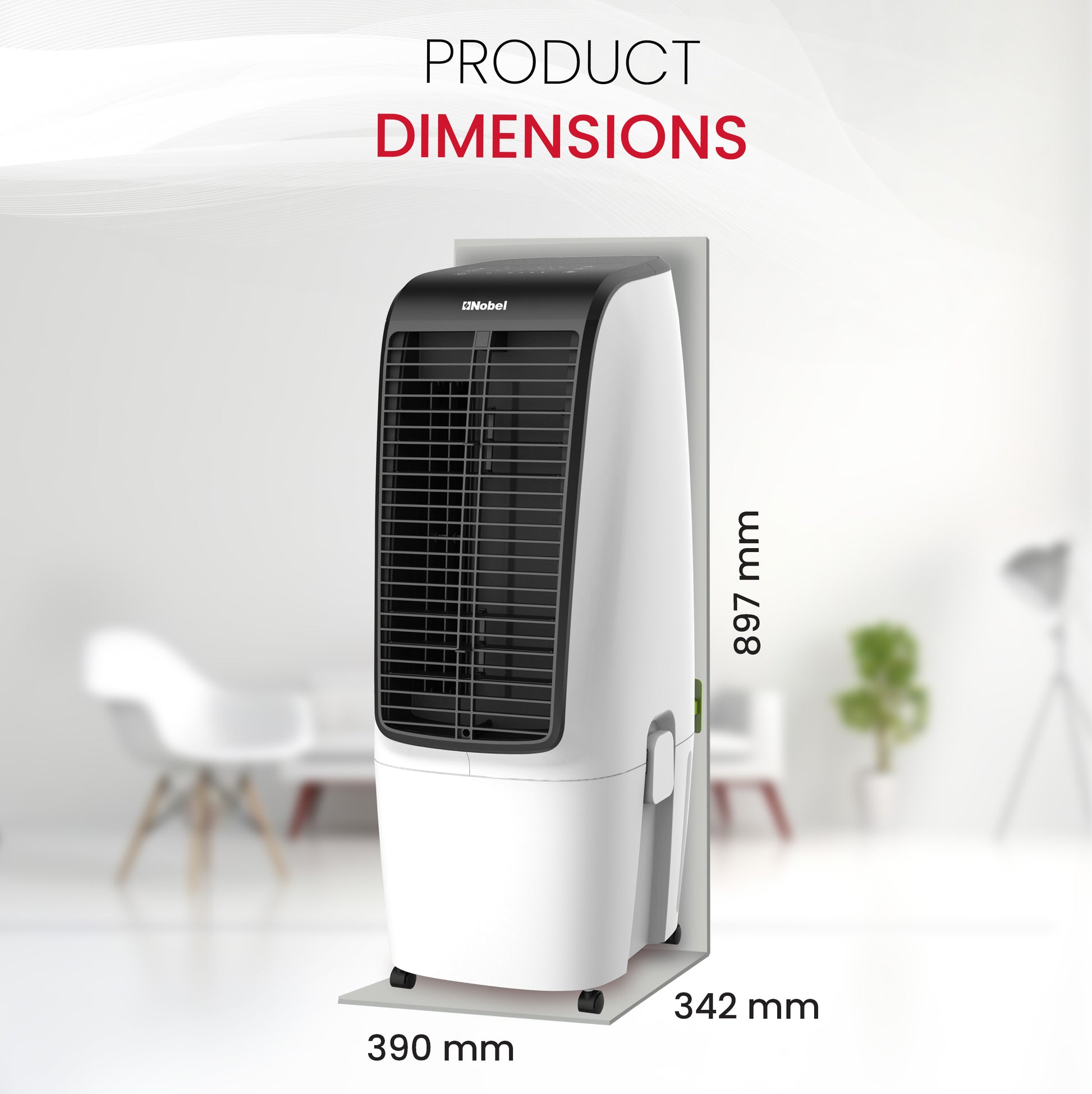 Nobel Air Cooler, 20L Capacity, Detachable Water Tank, 3 Wind Modes, 4 Wind Speeds, Touch & Remote Control, Honeycomb Filter, Automatic Shutdown, Silent Operation (110W) NAC400 White-8