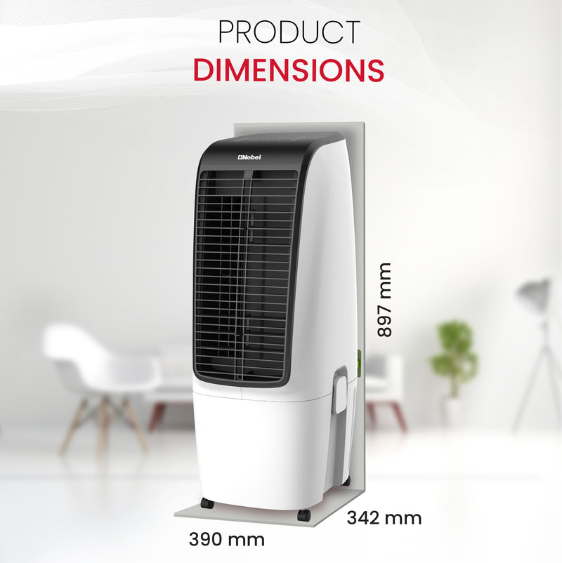 Nobel Air Cooler, 20L Capacity, Detachable Water Tank, 3 Wind Modes, 4 Wind Speeds, Touch & Remote Control, Honeycomb Filter, Automatic Shutdown, Silent Operation (110W) NAC400 White-8