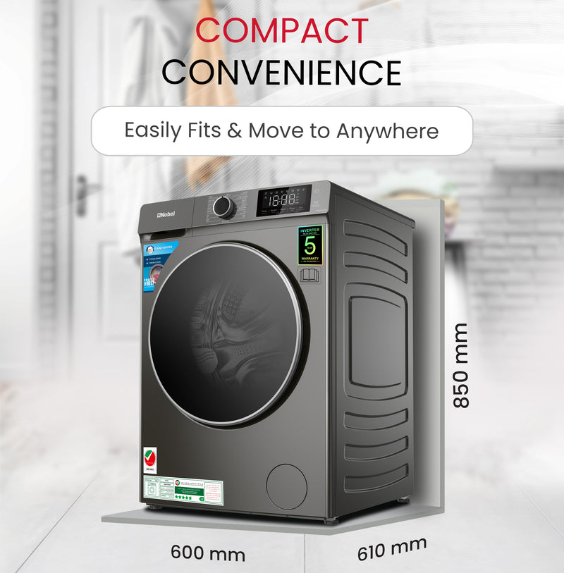 Front Load Washer-Dryer 12 KG Capacity, Dial Touch Control Panel with LED Screen - NWM1400WD-9