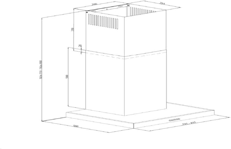 Nobel Builtin Chimney Stainless Steel 60Cm 2 Led Lights Carbon Filter NBI8652CH-2