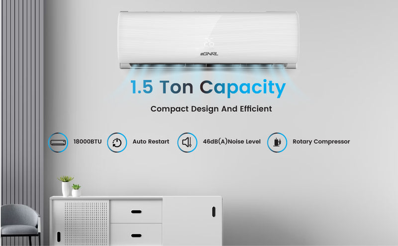 EGNRL EG18T3 Split AC 18000 BTU T3 Rotary White R410a Auto Restart, 4 Way Air Flow, Golden Fin-4