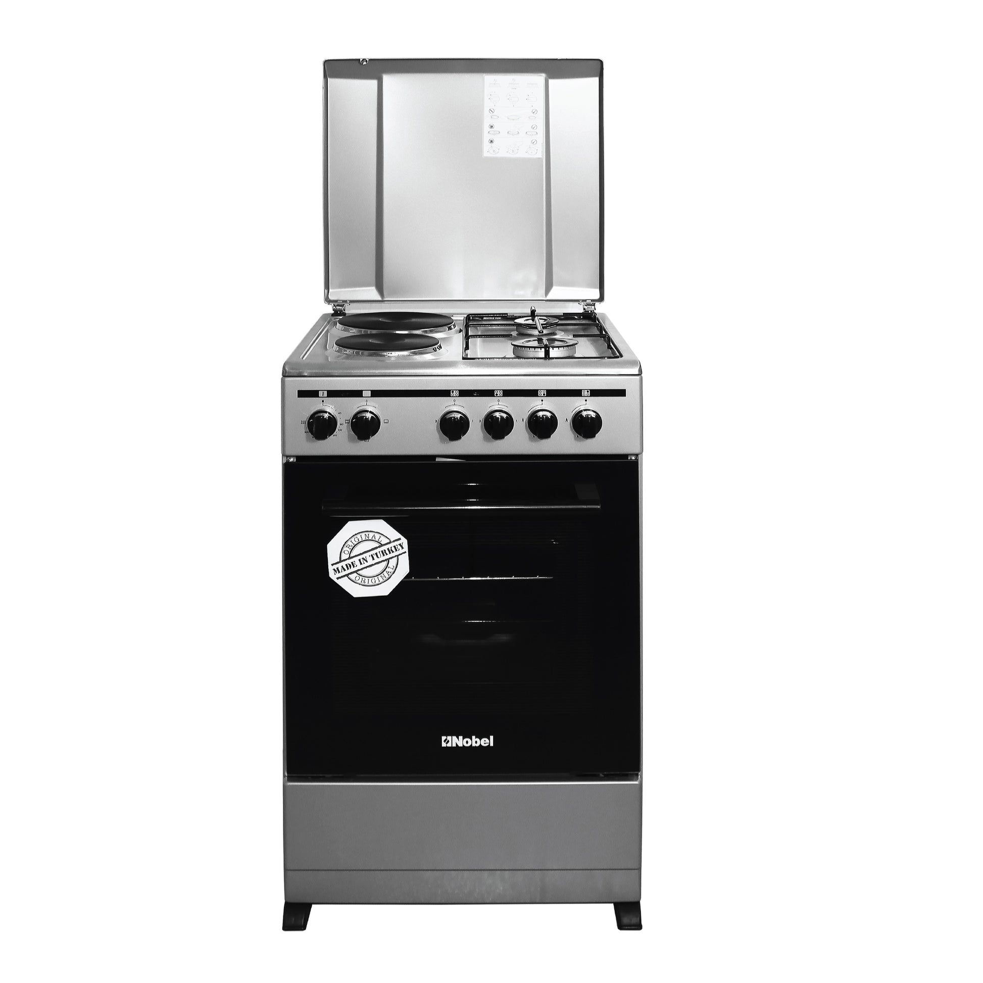 50 x 50 Electric & Gas Cooker, 2 Gas Burner, 2 Hot Plate, Electric Grill & Electric, Manual Ignition, Made In Turkey - NGC5200S-1