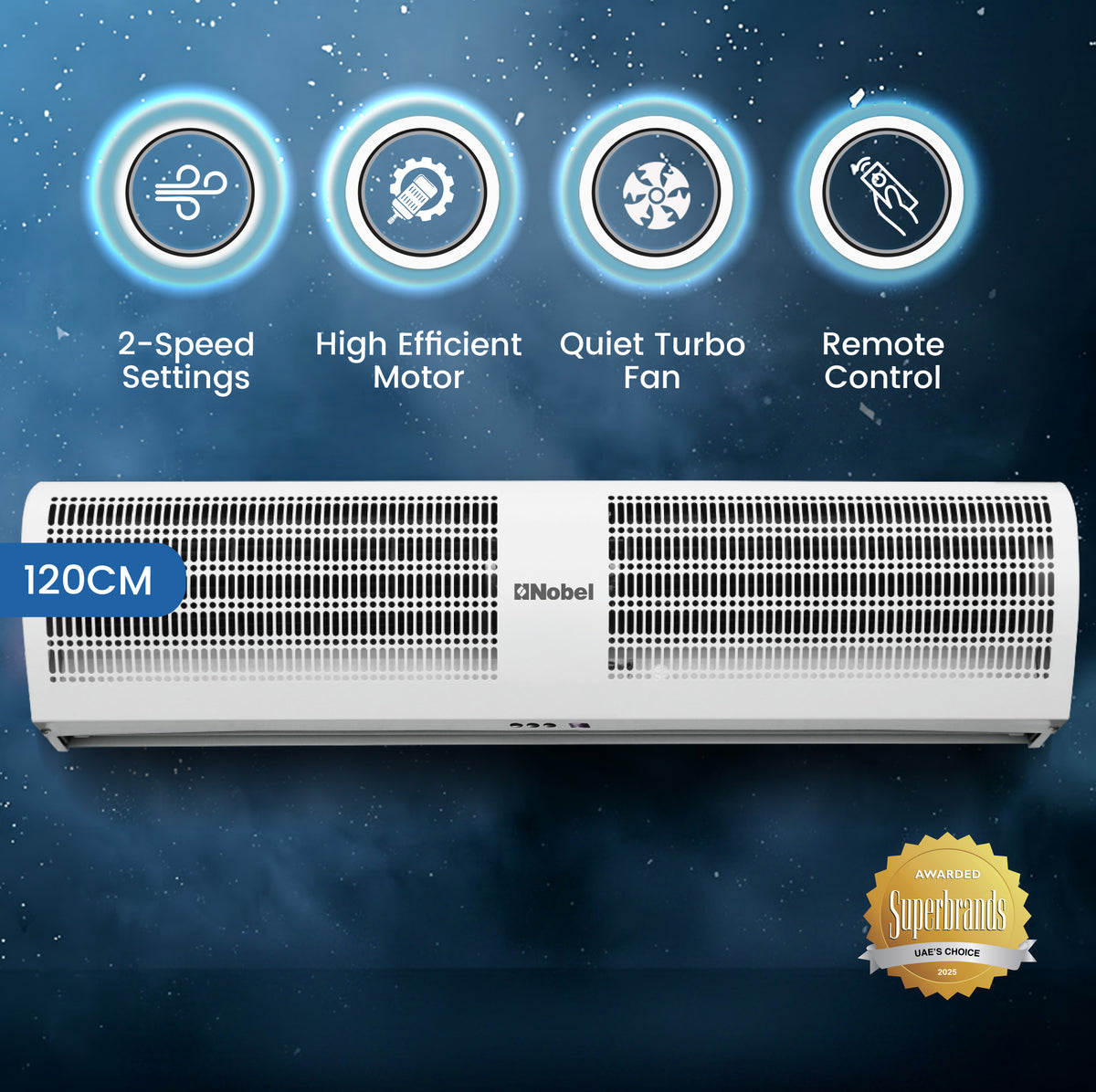 Nobel Air Curtains, Door Sensor, Quiet Turbo Fan, 2 Speeds, High Air Volume, Energy Efficient NAC1225 Grey