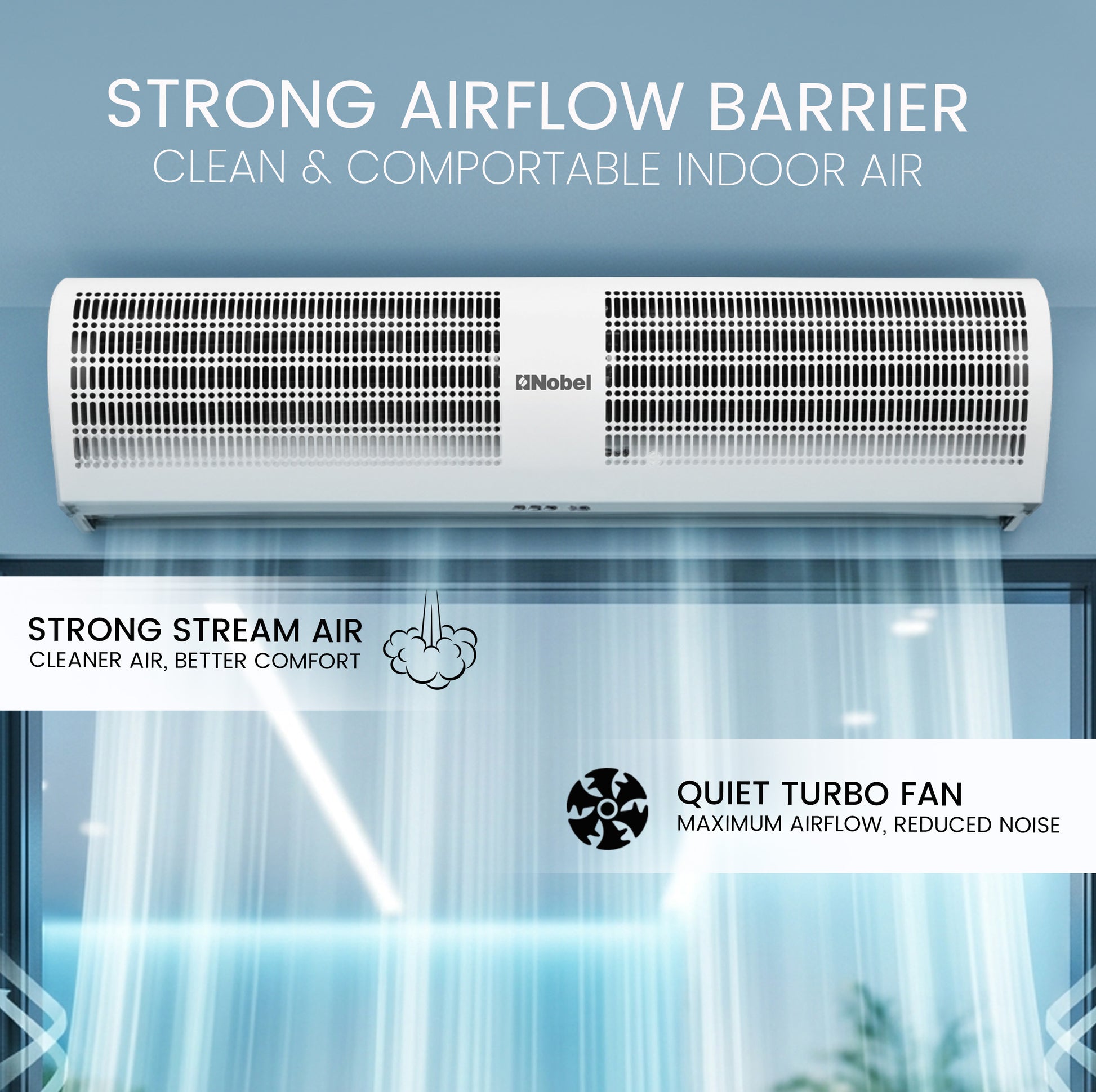 Nobel Air Curtains, Door Sensor, Quiet Turbo Fan, 2 Speeds, High Air Volume, Energy Efficient NAC1225 Grey-3
