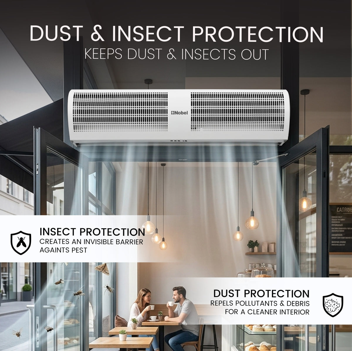 Nobel Air Curtains, Door Sensor, Quiet Turbo Fan, 2 Speeds, High Air Volume, Energy Efficient NAC1225 Grey-4
