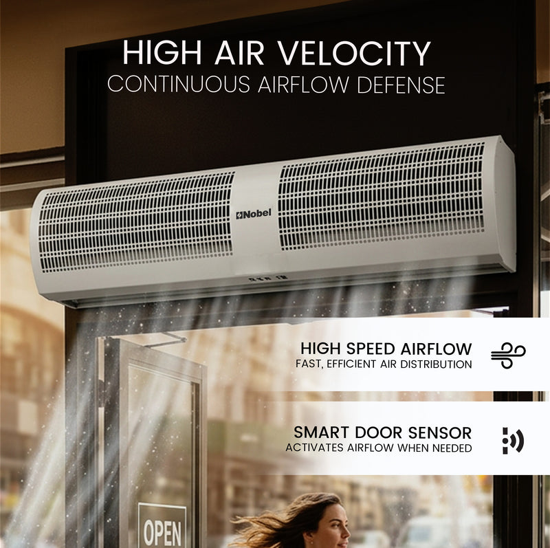 Nobel Air Curtains, Door Sensor, Quiet Turbo Fan, 2 Speeds, High Air Volume, Energy Efficient NAC1225 Grey-5