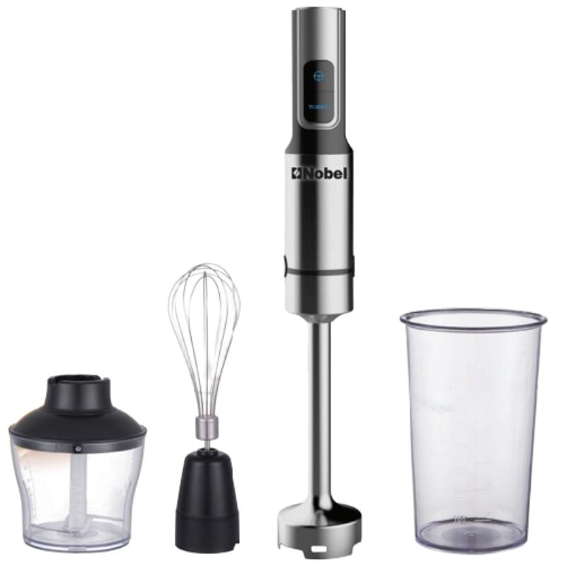 Nobel Hand Blender 4 in 1 Multifunctional Immersion Hand Blender Set, Turbo Mode, Stainless Steel Body NHB445 Silver-1