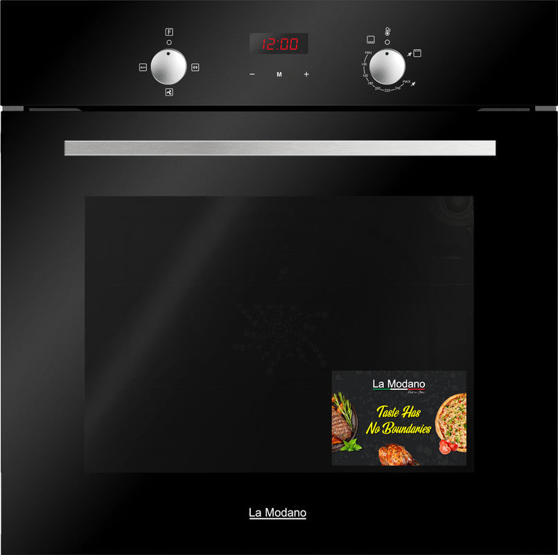 La Modano Gas Oven Black 60 Cm Knob Control With Lamp Double Glass Oven Door Rotisserie LMBO602GB-1