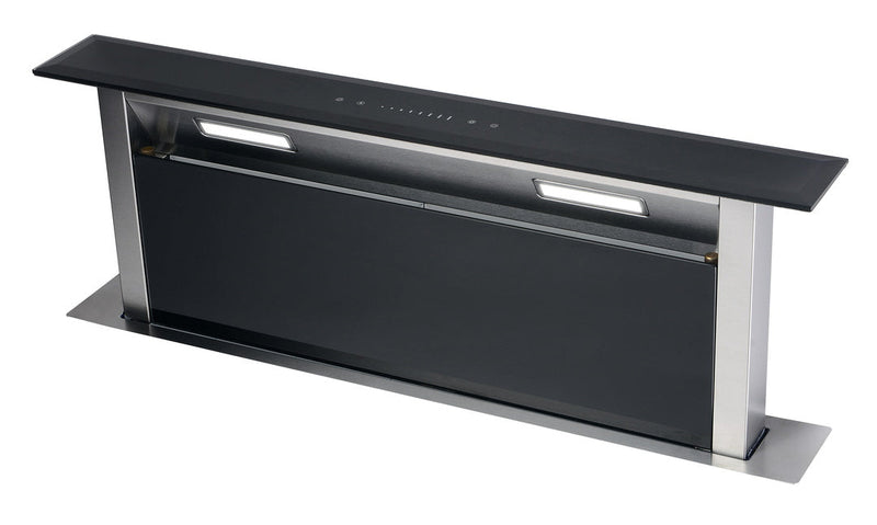 La Modano Built-in Hoods Black 60 cm Down Draft Hood,  SS430 + Black Tempered Glass LMDH60B-2