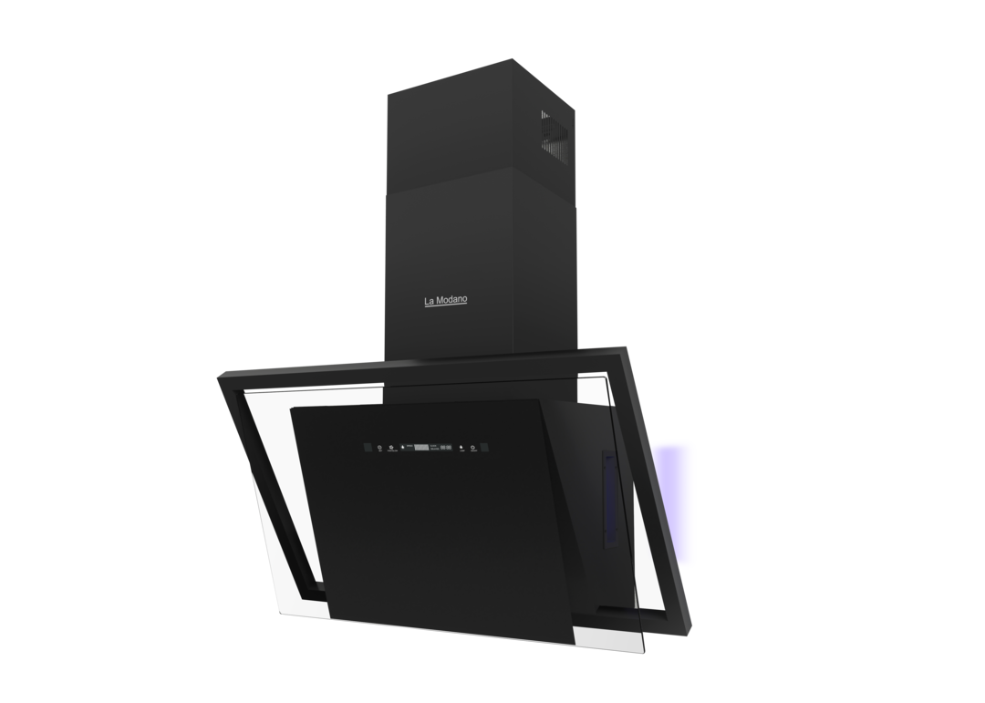 La Modano Built-in Hoods Black 90 cm Slide Draft Hood, Black Painting + Tempered Glass LMSH90B