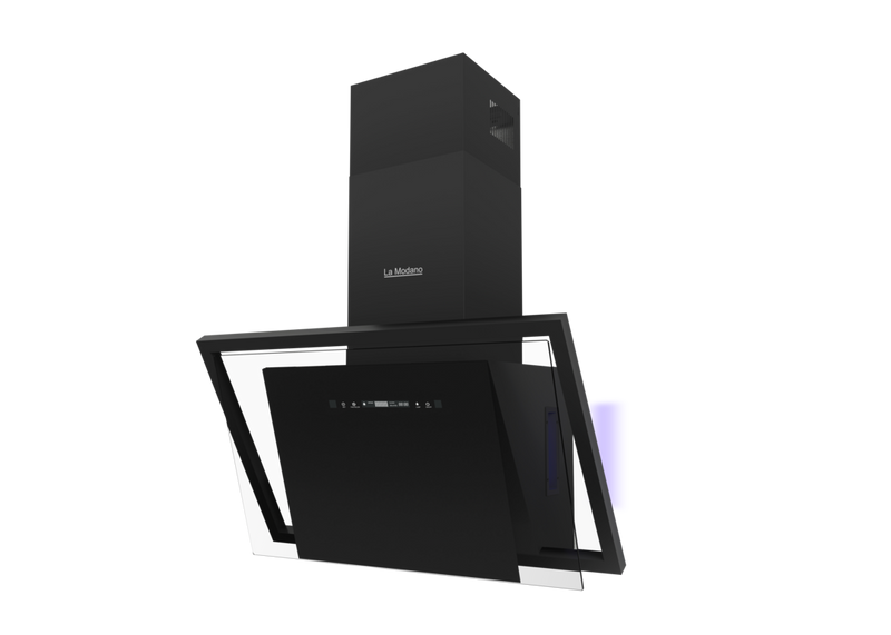 La Modano Built-in Hoods Black 90 cm Slide Draft Hood, Black Painting + Tempered Glass LMSH90B-2