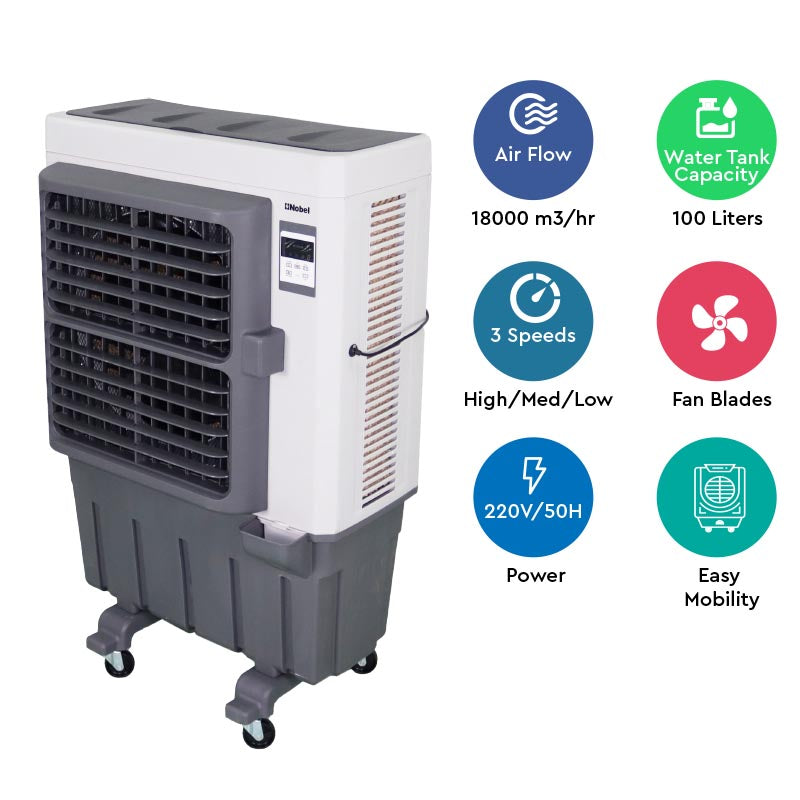 NOBEL Air Coolers Dark Gray & Gray 100 Litres Remote Control NAC1000R-2