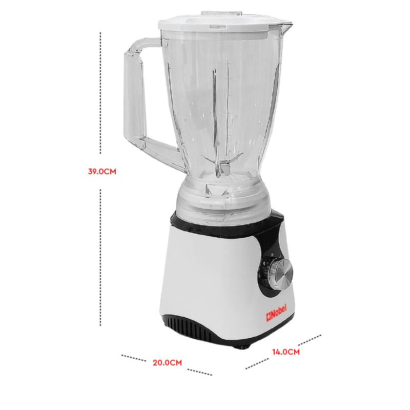 NOBEL Blender White 1.5 Litres 300W 2 Speed - Pulse Grinder  NB303E-3