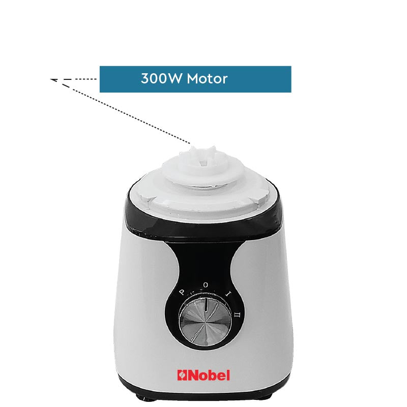 NOBEL Blender White 1.5 Litres 300W 2 Speed - Pulse Grinder  NB303E-4