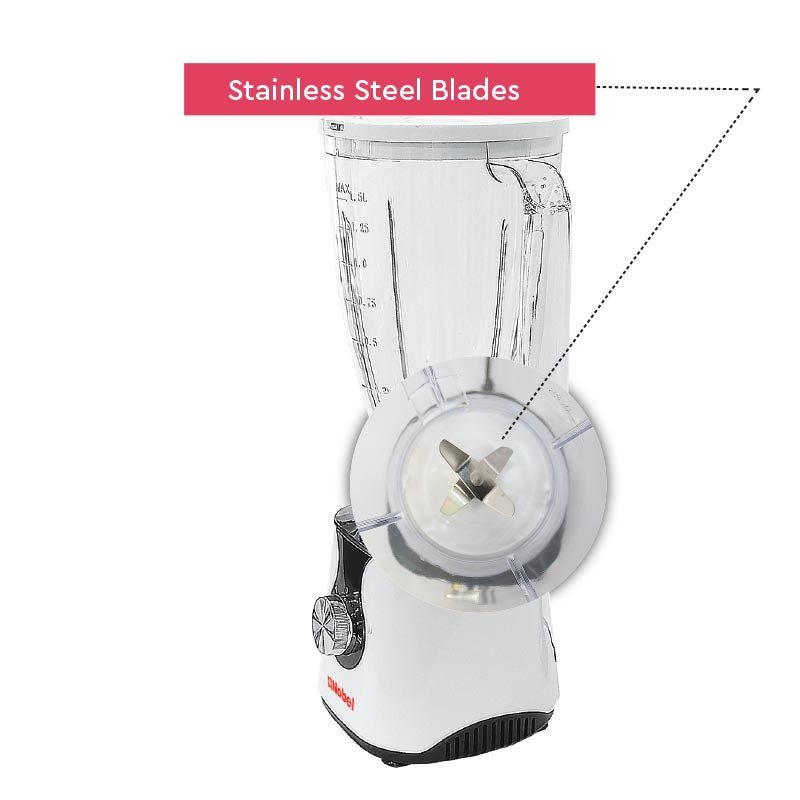 NOBEL Blender White 1.5 Litres 300W 2 Speed - Pulse Grinder  NB303E-6