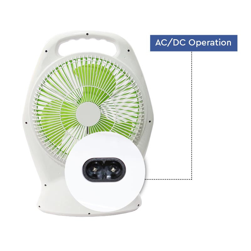 Nobel Rechargeable Box Fan White 8 inch Fan Blade LED Light 9 Speed NBF87R-5