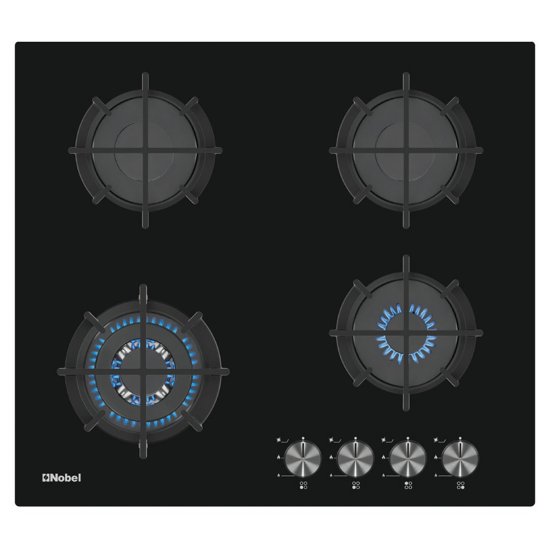NOBEL Built-in - Hobs Glass Black 60cm 4 Gas Burner NBH6402GH