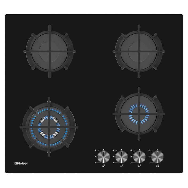 NOBEL Built-in - Hobs Glass Black 60cm 4 Gas Burner NBH6402GH-1