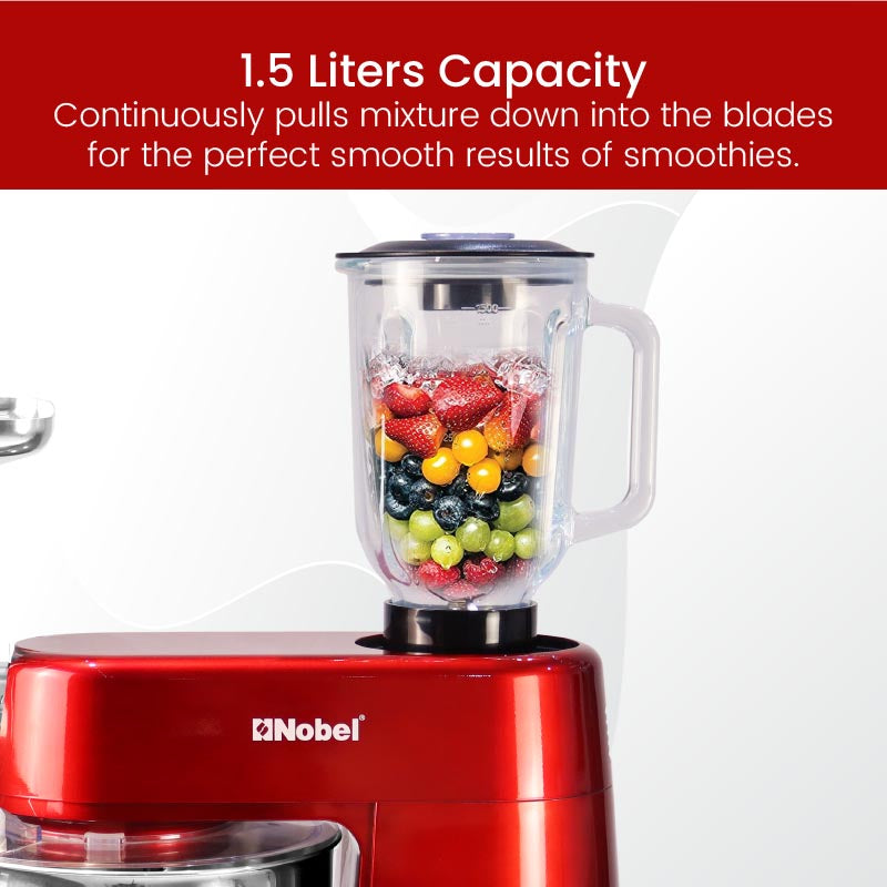Nobel Stand Mixer With Bowl Red 1500Watt Full Metal Gear NBM100-5