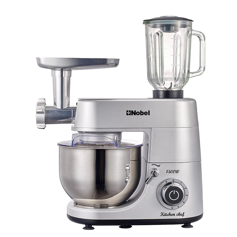 Nobel 3 in 1 Food Processor Multifunctional Stand Mixer with 7.0 L Stainless Steel Bowl & 1.5L Juicer Blender with 6 Speeds For A Variety Of Mixing Tasks NBM100S Silver-1