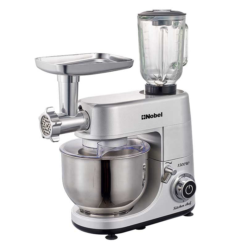 Nobel 3 in 1 Food Processor Multifunctional Stand Mixer with 7.0 L Stainless Steel Bowl & 1.5L Juicer Blender with 6 Speeds For A Variety Of Mixing Tasks NBM100S Silver-2