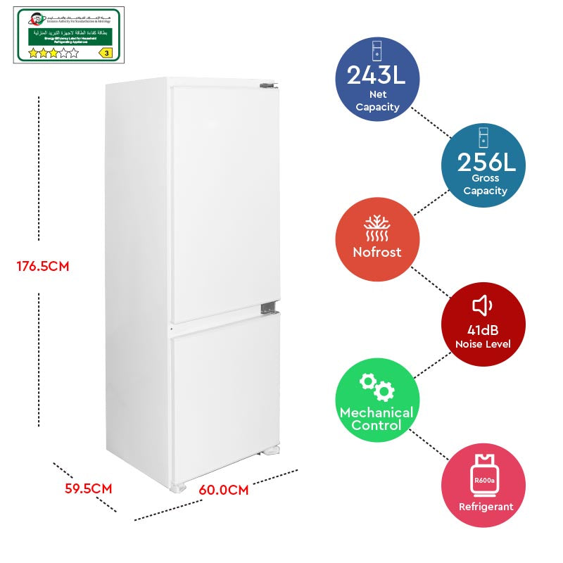 NOBEL Builtin - Refrigerators Double Door 256L White Turkey NBR300-5