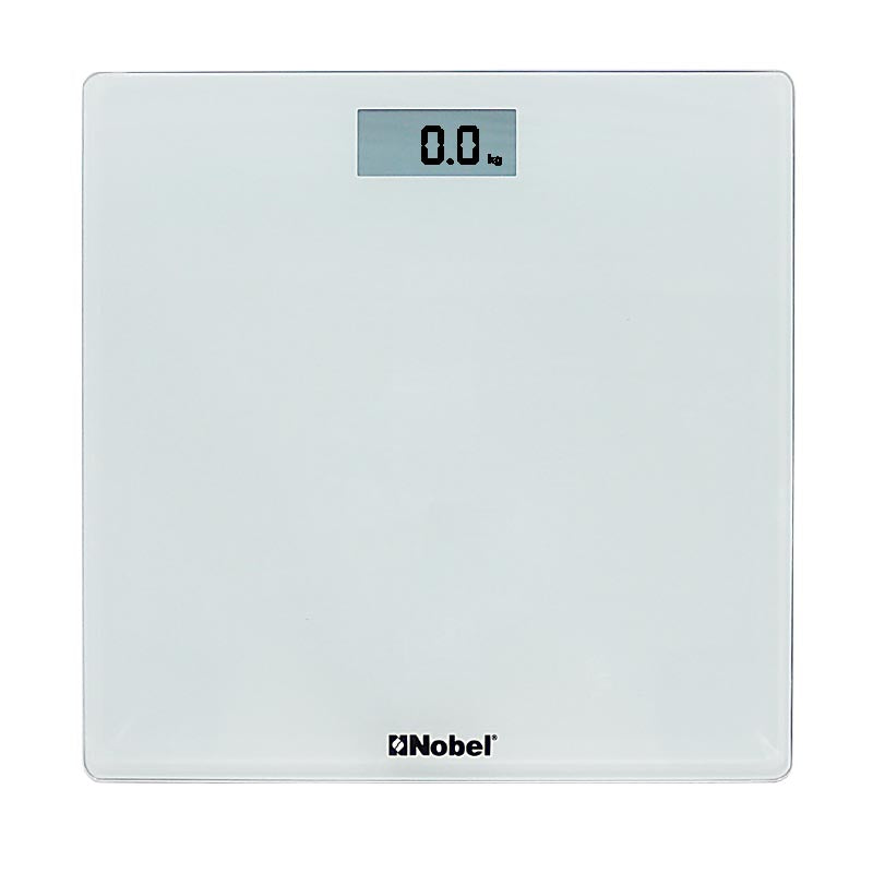 NOBEL Bathroom Scale White Tempered Glass Digital Anti Slip Feet NBS52WH-1