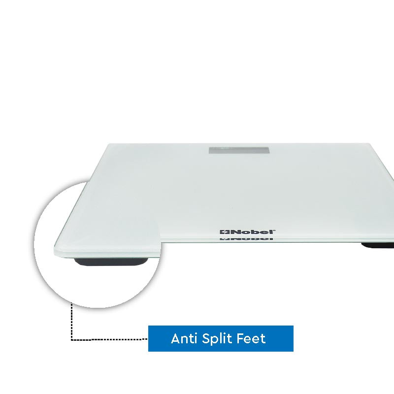 NOBEL Bathroom Scale White Tempered Glass Digital Anti Slip Feet NBS52WH-6