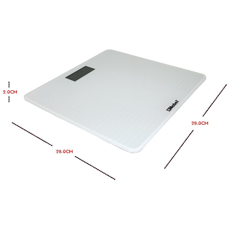 NOBEL Bathroom Scale White Tempered Glass Digital Anti Slip Feet NBS60WH-3
