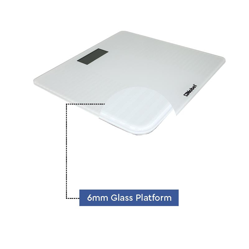 NOBEL Bathroom Scale White Tempered Glass Digital Anti Slip Feet NBS60WH-5