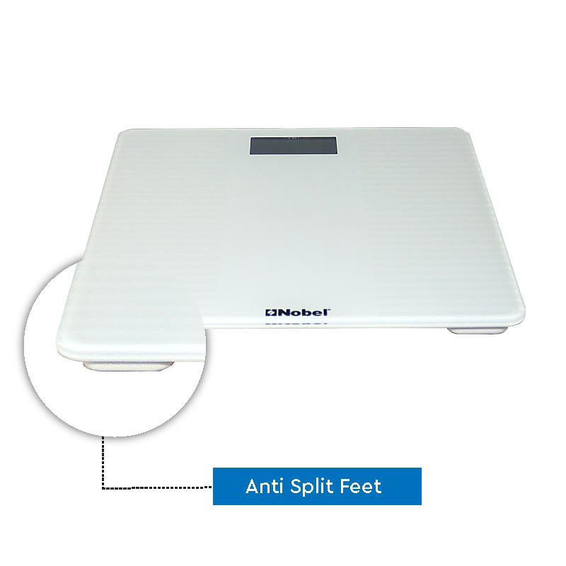 NOBEL Bathroom Scale White Tempered Glass Digital Anti Slip Feet NBS60WH-6